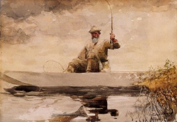 Fishing in the Adirondacks Realism marine painter Winslow Homer Oil Paintings